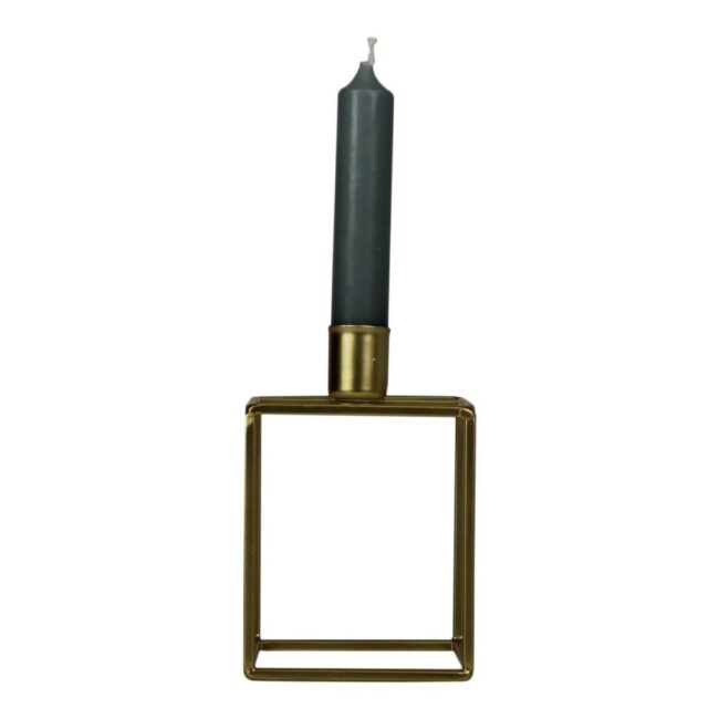 CANDLE HOLDER GOLD BLOCK 8.5X7X13CM