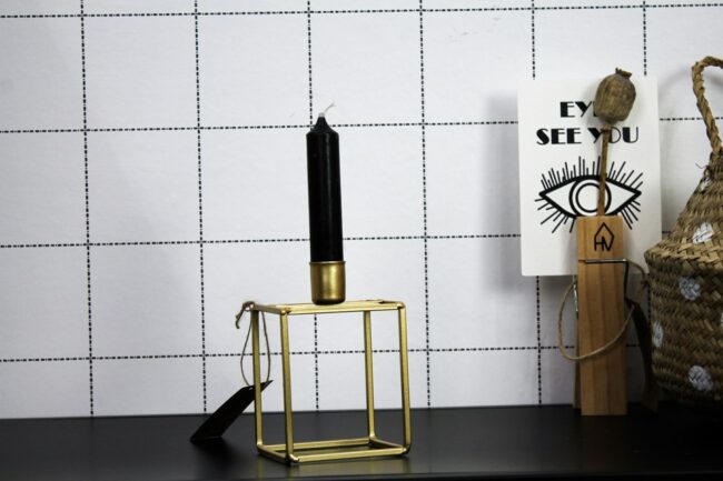 CANDLE HOLDER GOLD BLOCK 8.5X7X13CM - Image 3