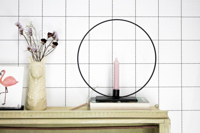 CANDLE HOLDER CIRCLE BIG BLACK 7X28CM