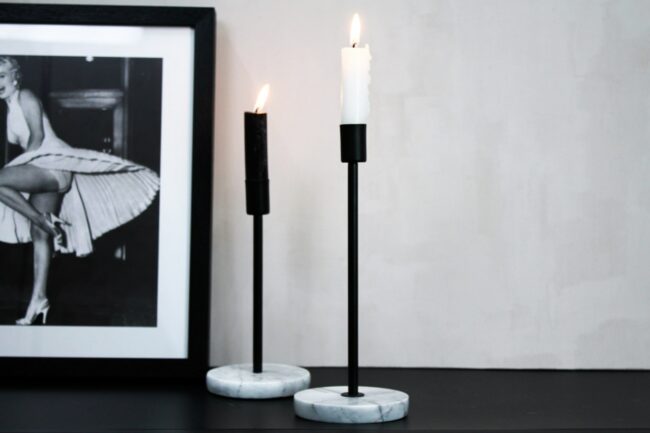 CANDLE HOLDER MARBLE BLACK