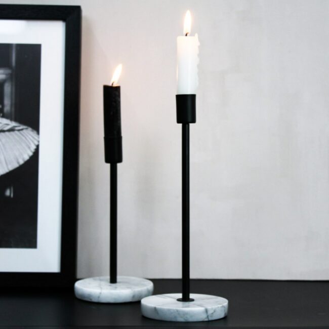 CANDLE HOLDER MARBLE BLACK