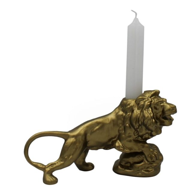 CANDLE HOLDER LION GOLD 18.5X7X10.5CM