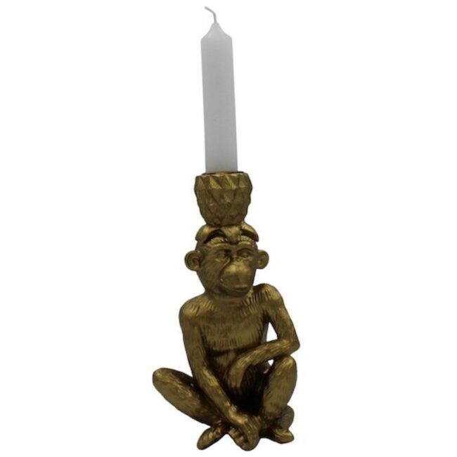 CANDLE HOLDER MONKEY PINEAPPLE GOLD 10X8X18CM - Image 2