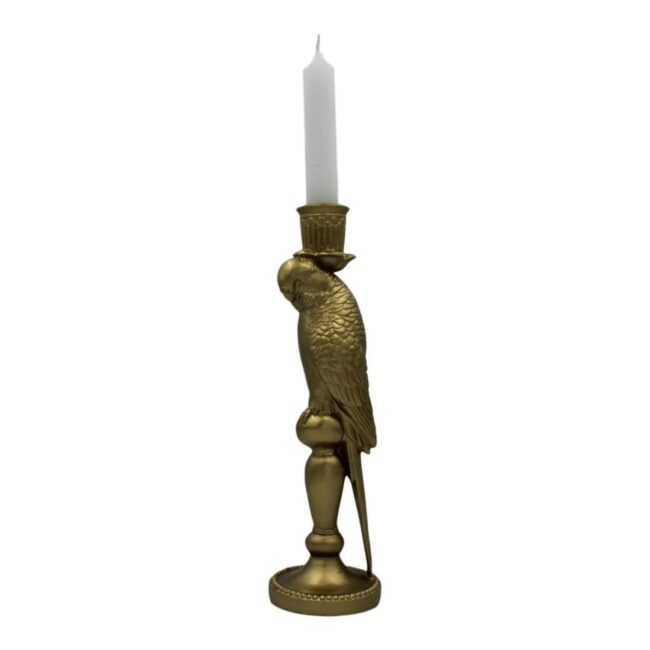 CANDLE HOLDER PARROT GOLD 7.5X7.5X25.5CM