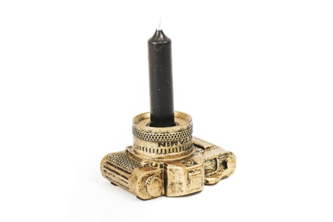 CANDLE HOLDER CAMERA GOLD 11X6X7CM