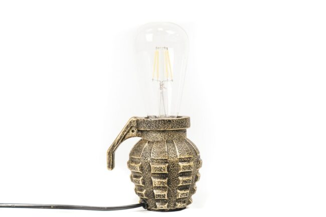 LAMP HAND GRENADE GOLD 10X9X10CM
