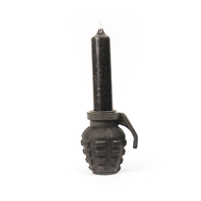 CANDLE HOLDER GRENADE BLACK 6X7X5CM