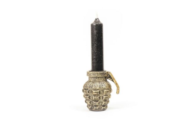 CANDLE HOLDER HAND GRENADE GOLD 6X7X5CM