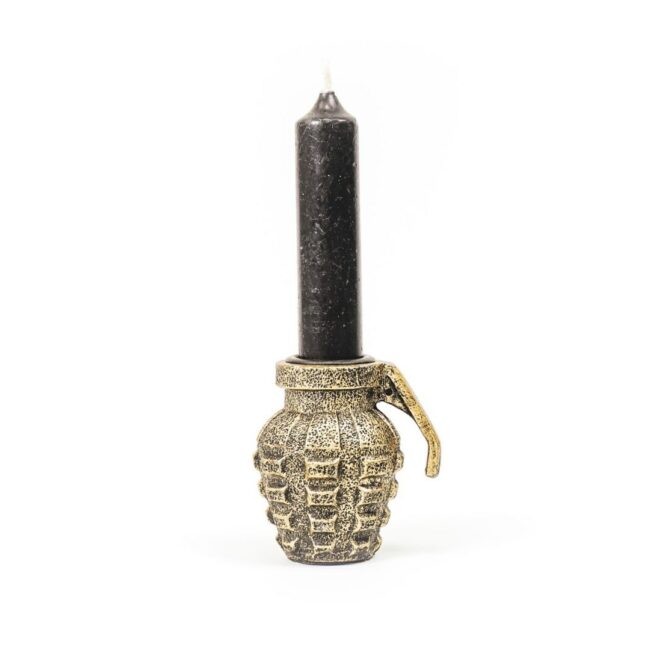 CANDLE HOLDER HAND GRENADE GOLD 6X7X5CM