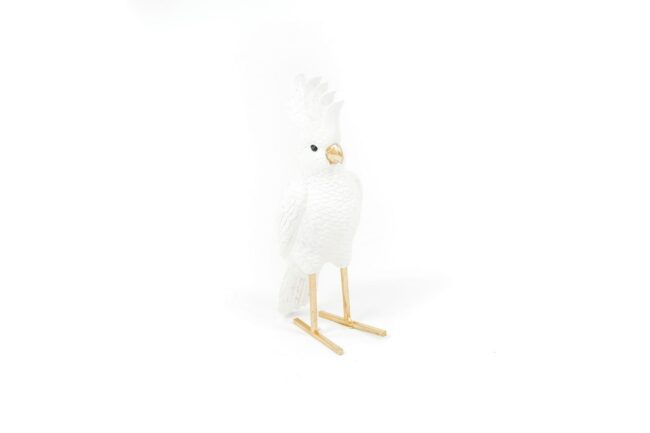 COCKATOO STANDING BIRD WHITE 11.5X7X21CM