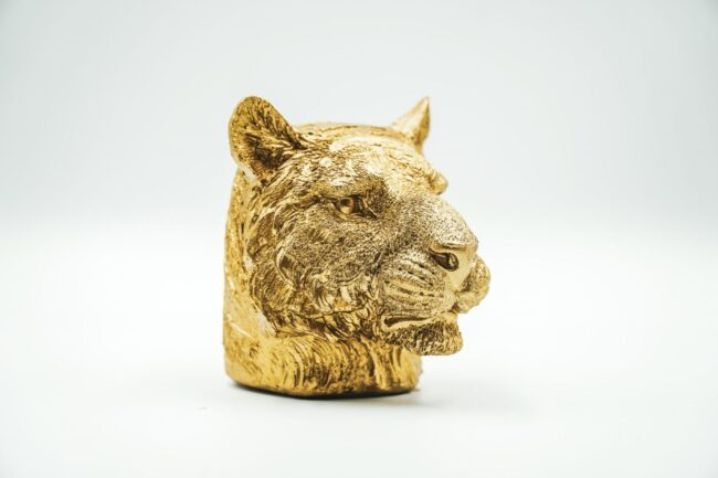 TIGER HEAD CARDHOLDER GOLD 10X11X11CM