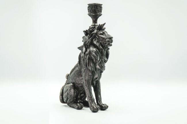 LION CANDLE HOLDER BLACK 15 X 27 X 8 CM