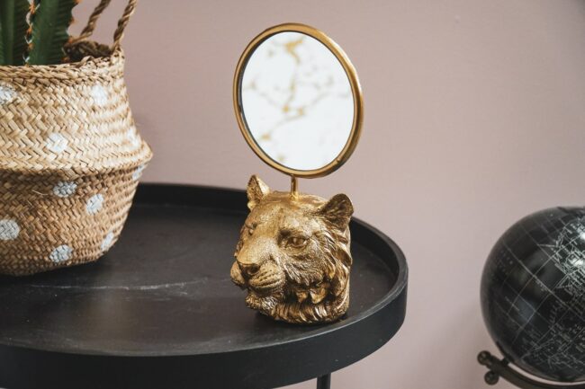 TIGERHEAD MIRROR GOLD 12 X 11,5 X 23 CM