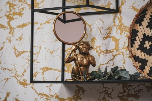 MONKEY MIRROR GOLD 15,5 X 10,5 X 25 CM