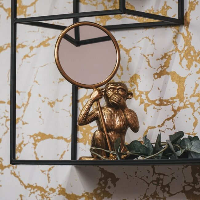 MONKEY MIRROR GOLD 15,5 X 10,5 X 25 CM