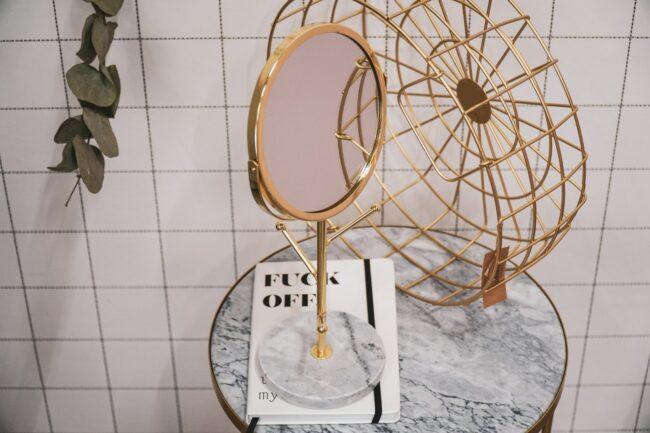 JEWELLERY MIRROR GOLD D: 17,5  X  H: 36CM