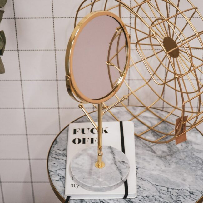 JEWELLERY MIRROR GOLD D: 17,5  X  H: 36CM