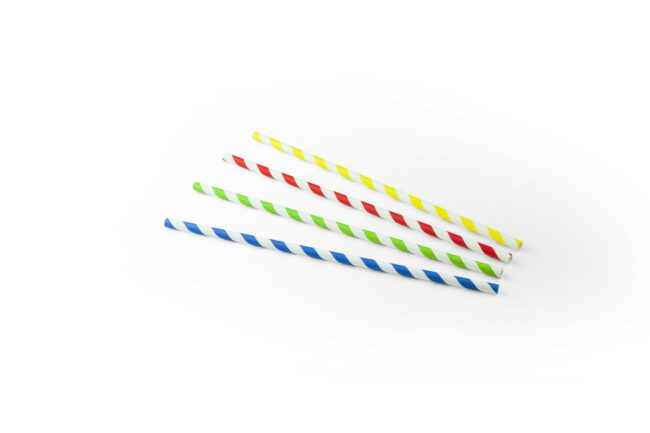 STRAIGHT STRAW PAPER STRIPE 6MMx23CM 100PCS