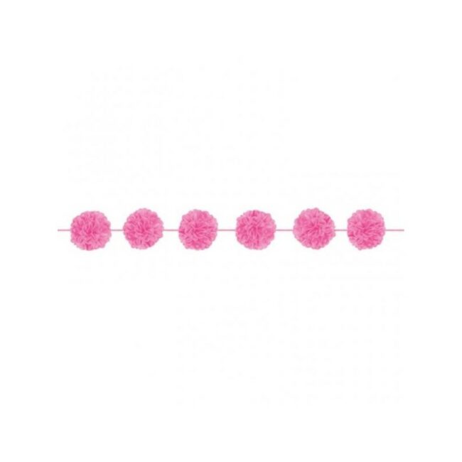 FLUFFY GARLANDS BRIGHT PINK 365X13.9CM - 2PCS