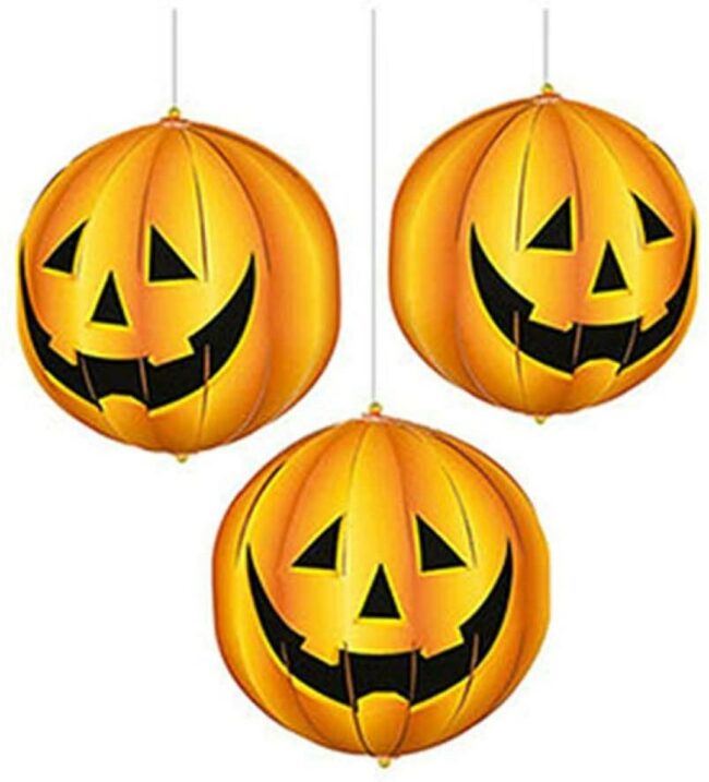 DECORATION LANTERNS PUMPKIN 3D 15CM - 3PCS