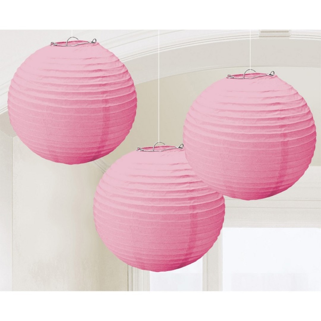 LANTERNS LIGHT PINK 20.4CM -3PCS
