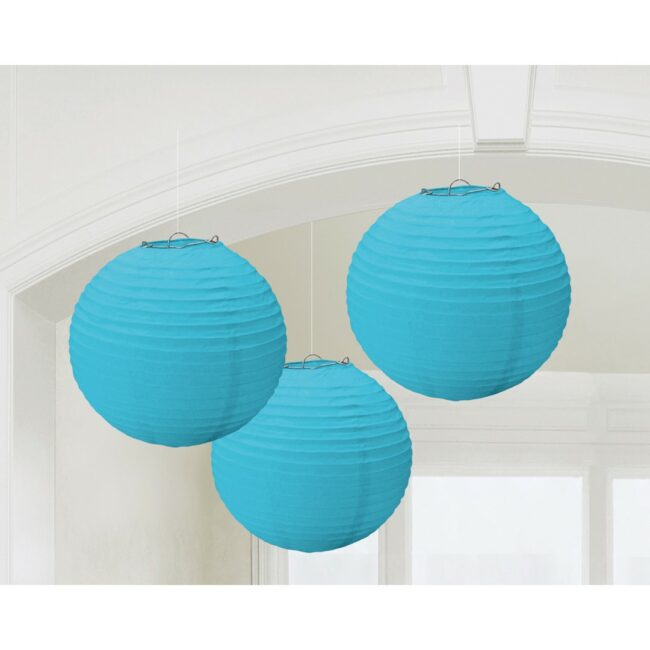 LANTERNS CARRIBEAN BLUE 20.4CM - 3PCS