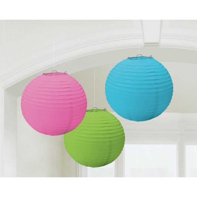 LANTERNS MULTI COLOUR 20.4CM - 3PCS