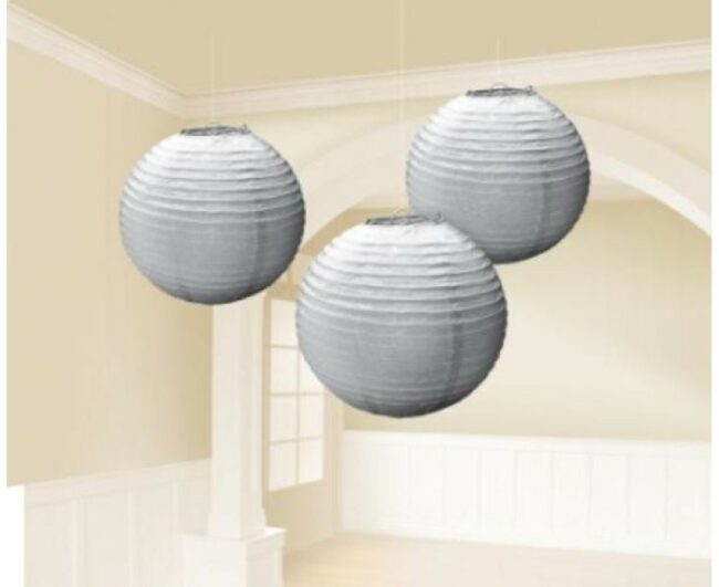 PAPER LANTERNS SILVER 24CM - 3PCS