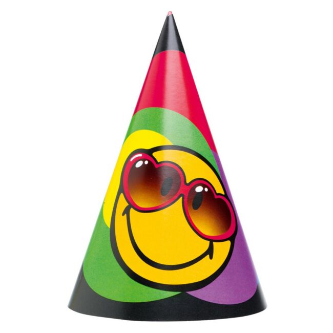 PARTY HATS SMILEY EXPRESSIONS 16.1CM - 6PCS