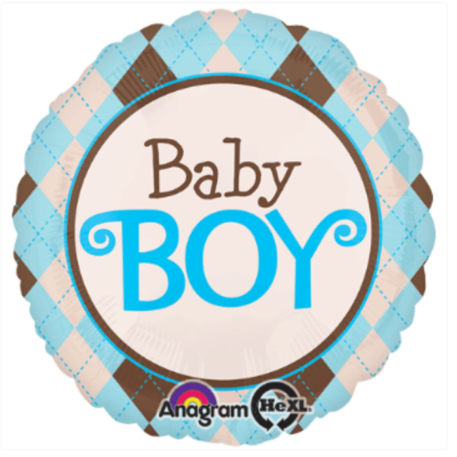 BALLOON ARGYLE BABY BOY 10CM