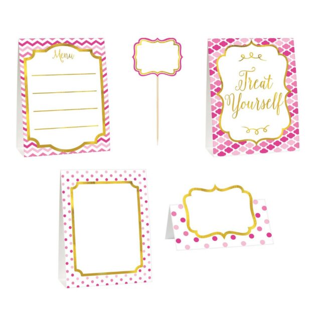 BUFFET DECORATION KIT PAPER MINIS PINK