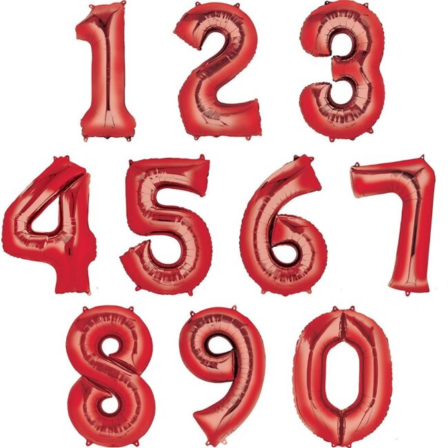 FOIL BALLOON NUMBER RED 88CM