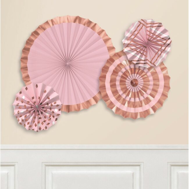 PAPER FANS ROSE GOLD 20CM/30CM/40CM 4PCS