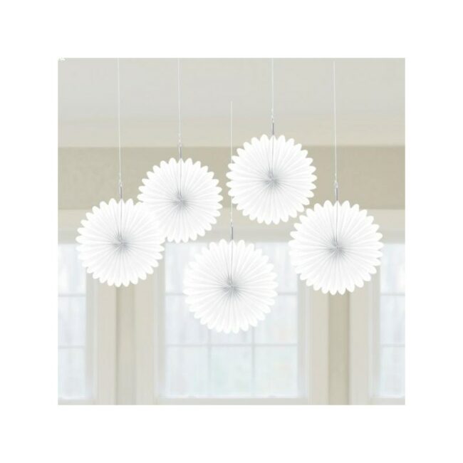 PAPER FANS WHITE 15.2CM 5PCS