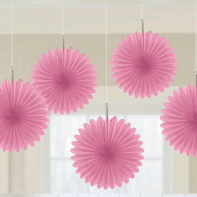PAPER FANS LIGHT PINK 15.2CM 5PCS