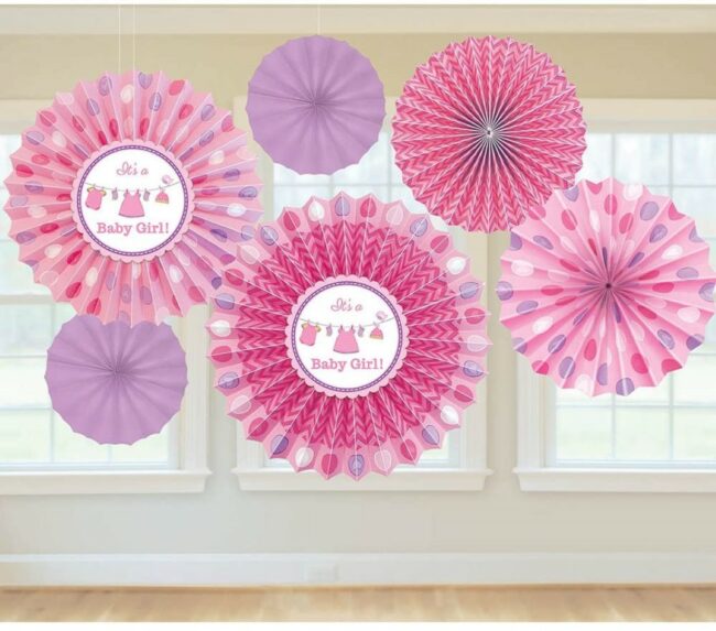 PAPER FANS WITH LOVE GIRL 6PCS