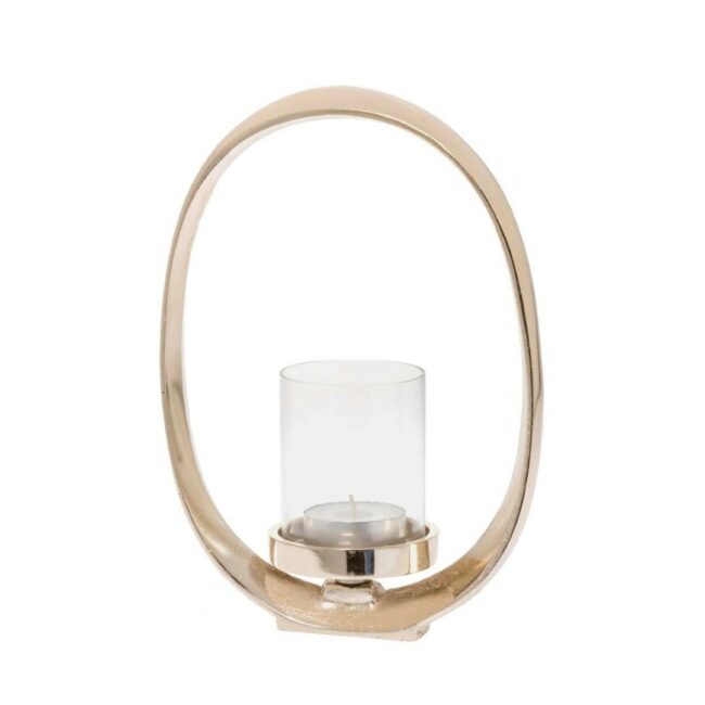 METAL EMMY CANDLE HOLDER CHAMPAGNE 10X21X31CM
