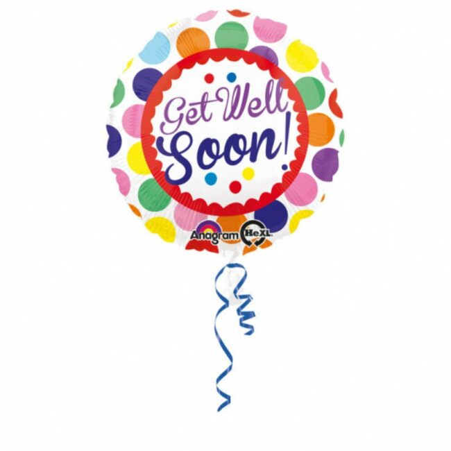 STANDARD GET WELL SOON DOTS FOIL BALLOON ROUND S40 - 43CM