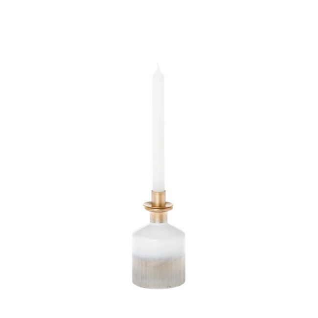 GLASS CANDLE HOLDER BLAIR WHITE 9X9X15.5CM