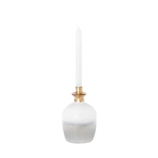 GLASS CANDLE HOLDER BLAIR WHITE 11.5X11.5X18.5CM