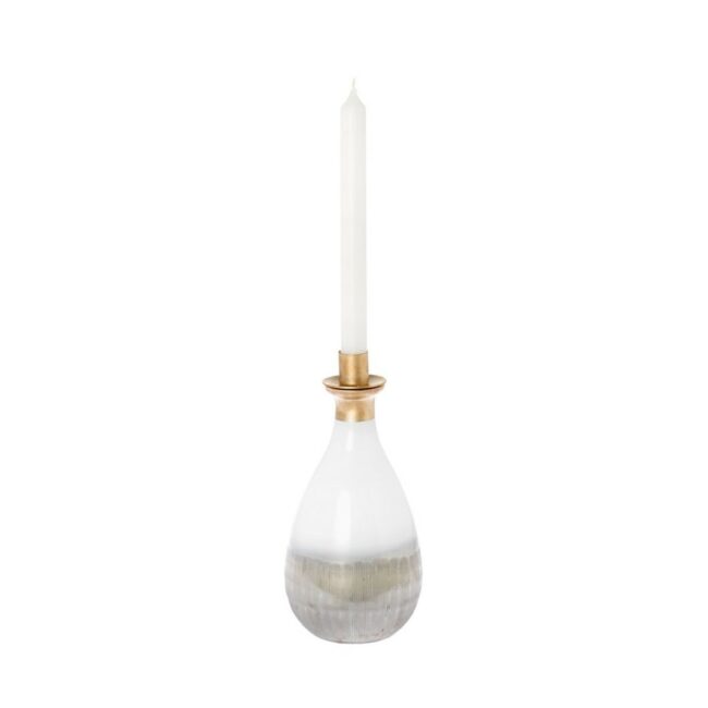 GLASS CANDLE HOLDER BLAIR WHITE 11X11X22.5CM