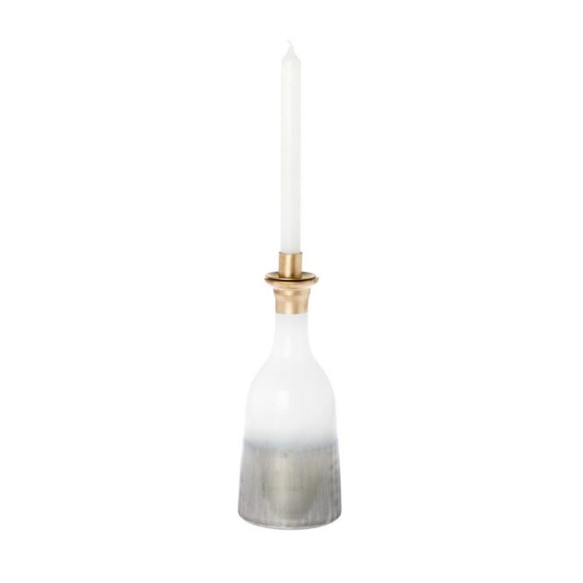 GLASS CANDLE HOLDER BLAIR WHITE 10.5X10.5X27CM