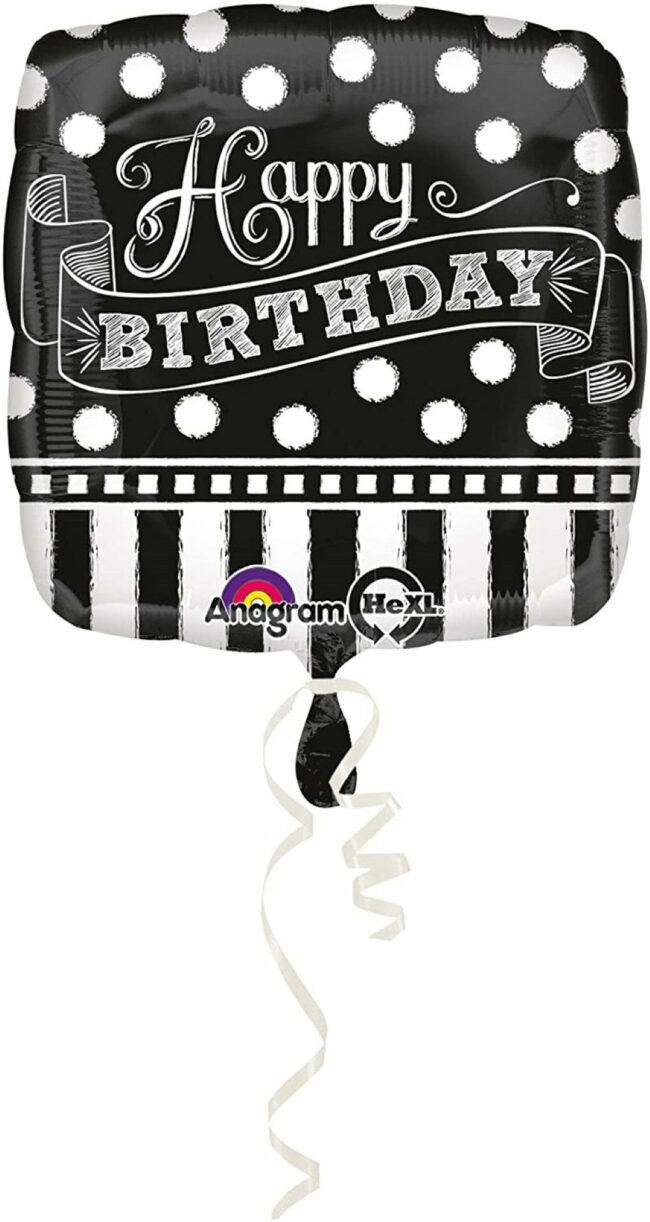 STANDARD BLACK & WHITE CHALKBOARD B-DAY FOIL BALLOON SQUARE S40 - Image 2