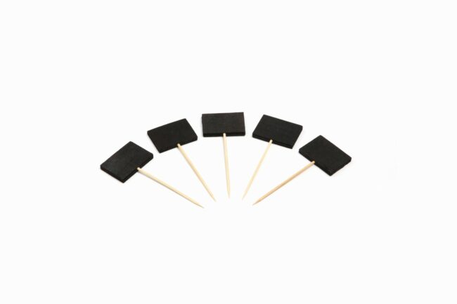 PICK WITH BLACK CHALKBOARD 35x25x90mm 100PCS
