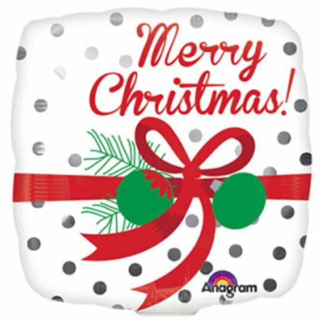 MERRY CHRISTMAS SILVER DOTS FOIL BALLOON 9''