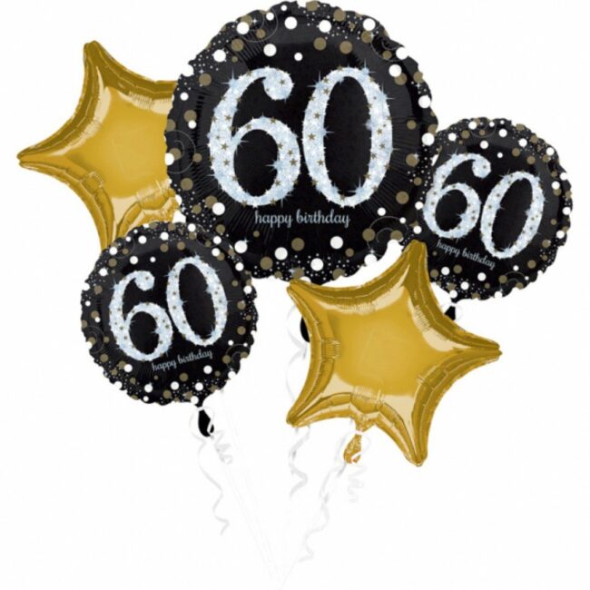 SPARKLING BIRTHDAY 60 FOIL BALLOONS P75 - 5PCS