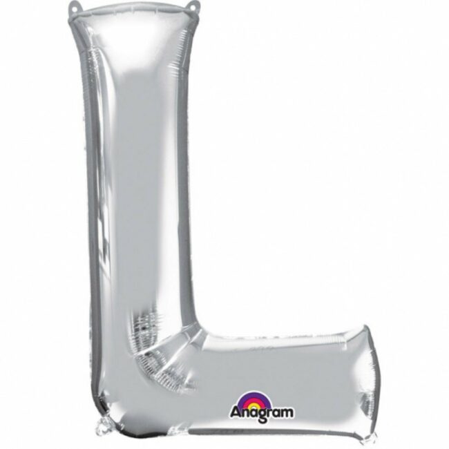 SUPER SHAPE LETTER L SILVER FOIL BALLOON L34 - 58X81CM