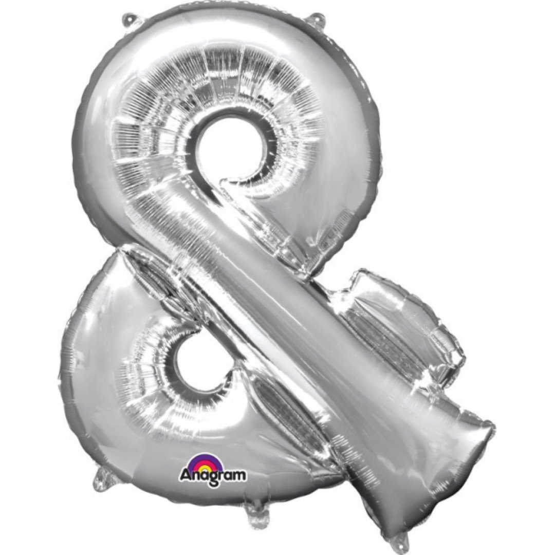 SUPER SHAPE SYMBOL ''&'' SILVER FOIL BALLOON L34 - 76X96CM