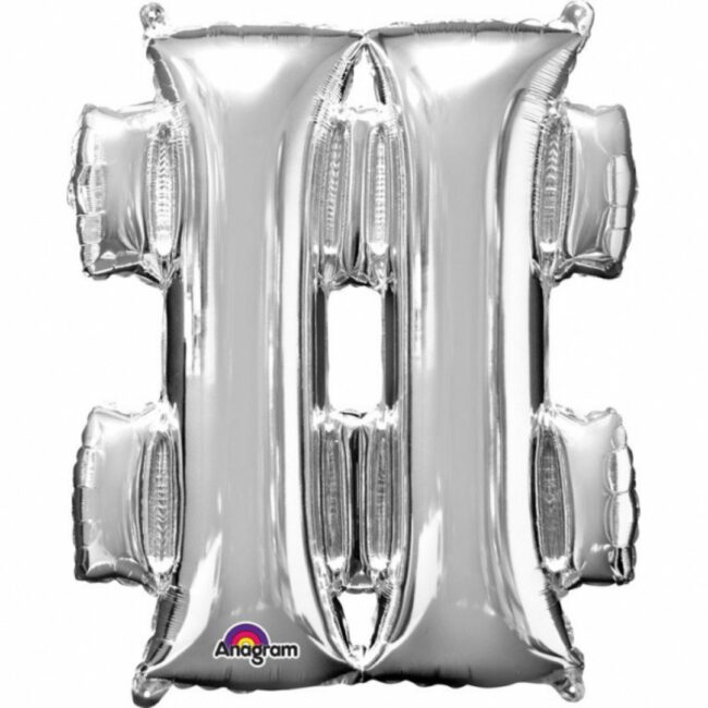 MINI SHAPE SYMBOL ''#'' SILVER FOIL BALLOON L16 - 27X33CM