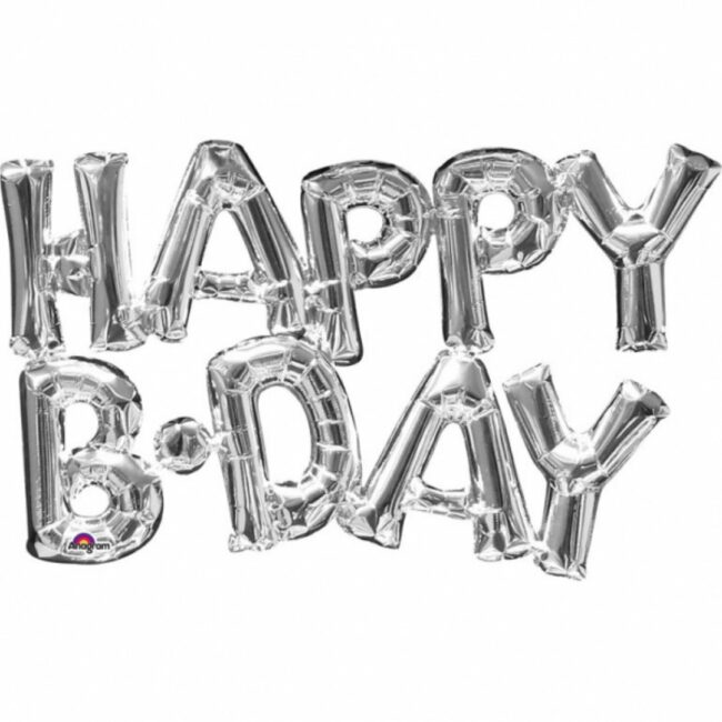 SUPER SHAPE "HAPPY BIRTHDAY'' SILVER FOIL BALLOON P60 - 76X48CM